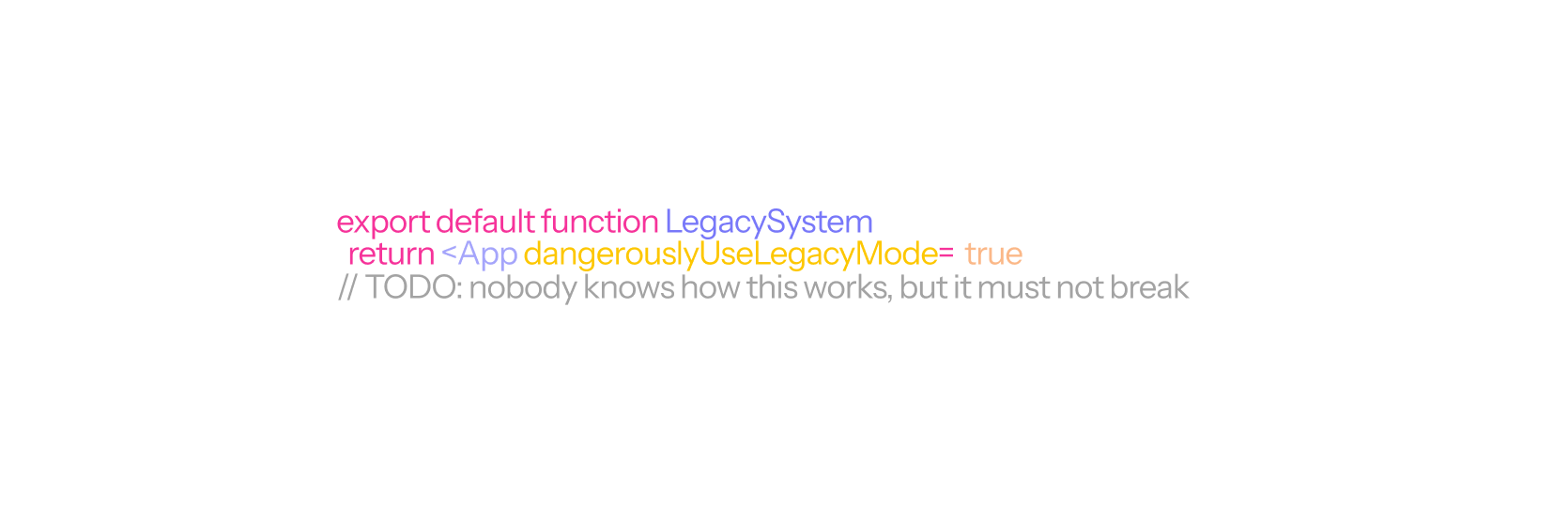 Snippet di codice legacy con commento TODO esplicativo