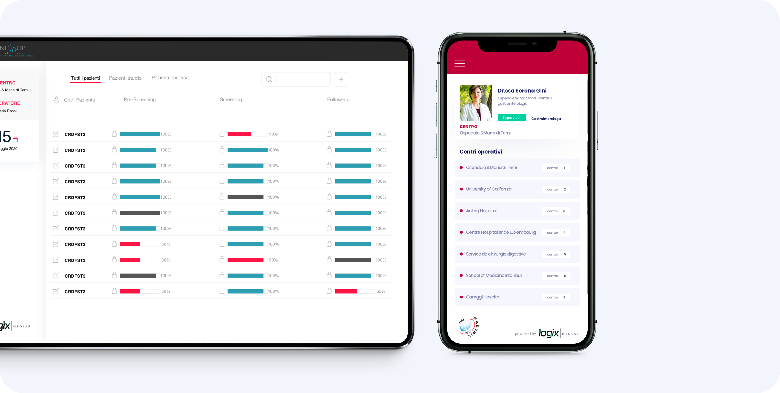 Schermate delle piattaforme MedLab
