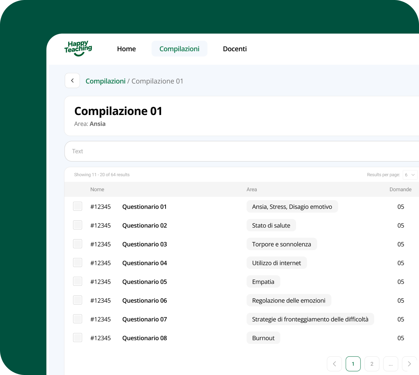 Back-office web per la gestione delle compilazioni